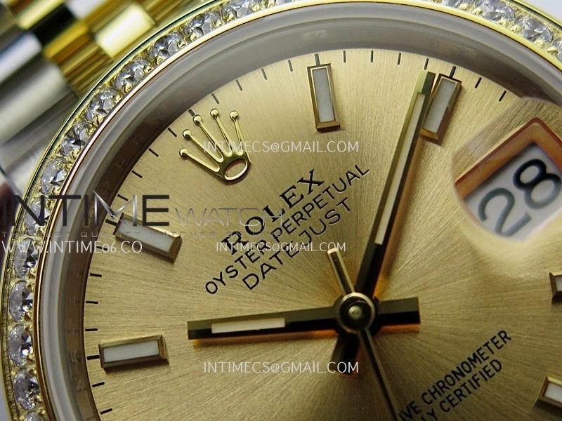 DateJust 31mm 904L SS YG AR+F Best Edition Gold Dial Stick Marker On 904L SS YG Jubilee Bracelet A2236