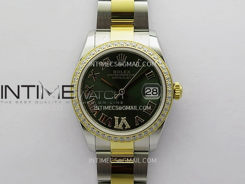 DateJust 31mm 904L SS YG AR+F Best Edition Green Dial Roman Marker On 904L SS YG Oyster Bracelet A2236