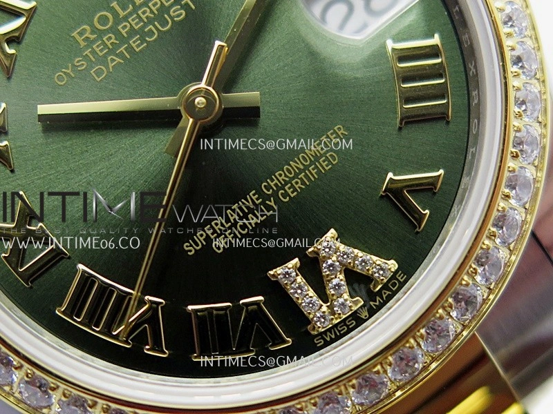 DateJust 31mm 904L SS YG AR+F Best Edition Green Dial Roman Marker On 904L SS YG Oyster Bracelet A2236