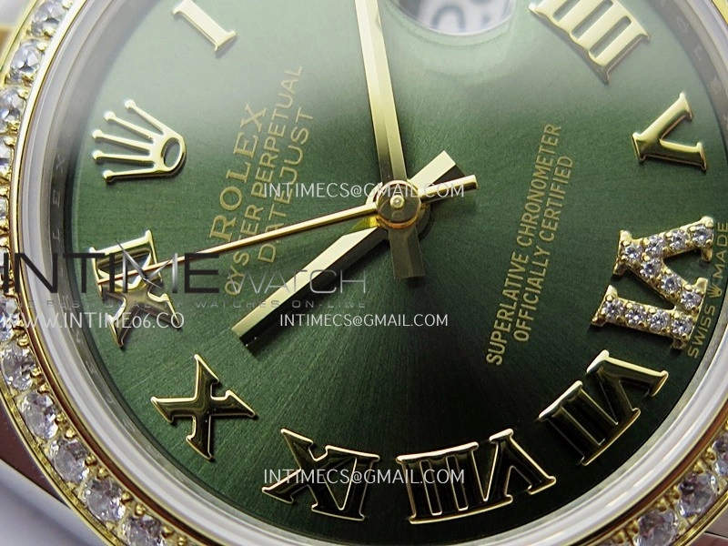 DateJust 31mm 904L SS YG AR+F Best Edition Green Dial Roman Marker On 904L SS YG Oyster Bracelet A2236
