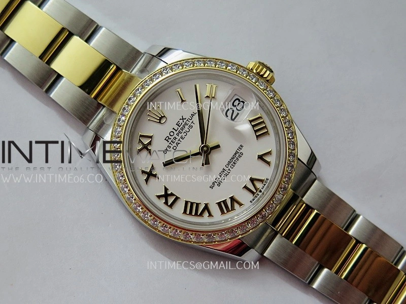 DateJust 31mm 904L SS YG AR+F Best Edition White Dial Roman Marker On 904L SS YG Oyster Bracelet A2236