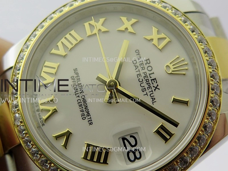 DateJust 31mm 904L SS YG AR+F Best Edition White Dial Roman Marker On 904L SS YG Oyster Bracelet A2236