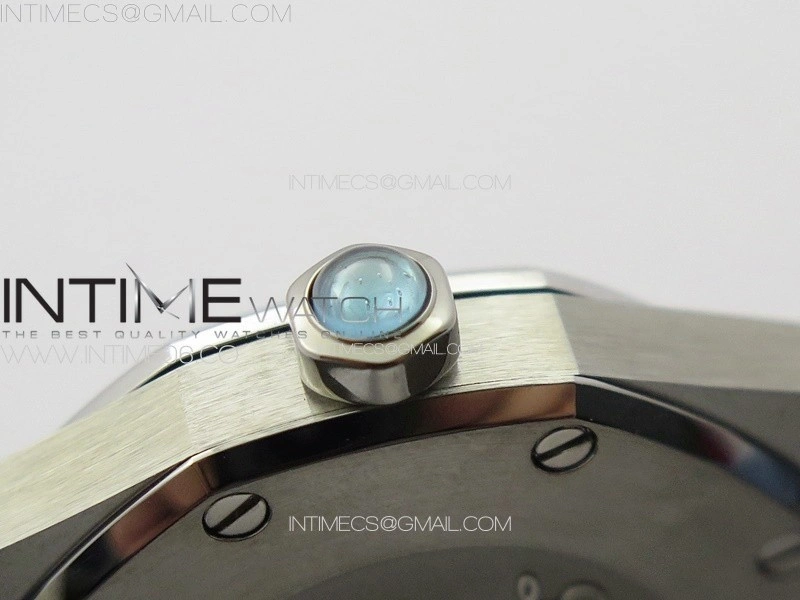 Lady Royal Oak 33mm 67620ST SS APSF 1:1 Best Edition Blue Textured Dial on Blue Leather Strap RONDA Quartz