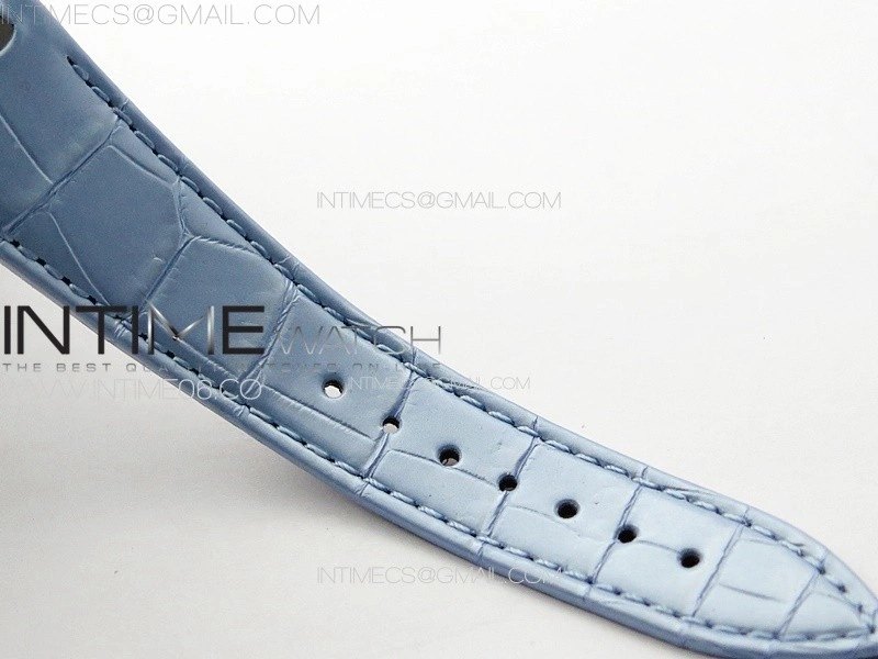 Lady Royal Oak 33mm 67620ST SS APSF 1:1 Best Edition Blue Textured Dial on Blue Leather Strap RONDA Quartz
