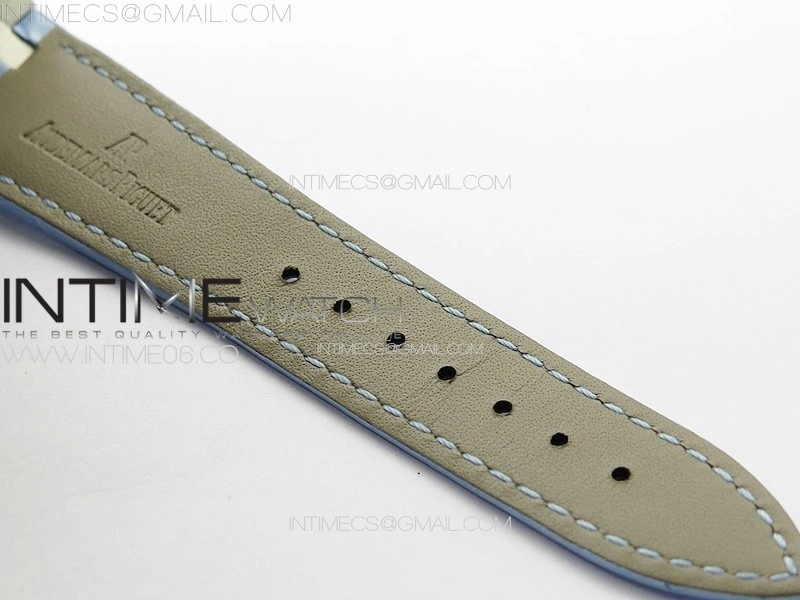 Lady Royal Oak 33mm 67620ST SS APSF 1:1 Best Edition Blue Textured Dial on Blue Leather Strap RONDA Quartz