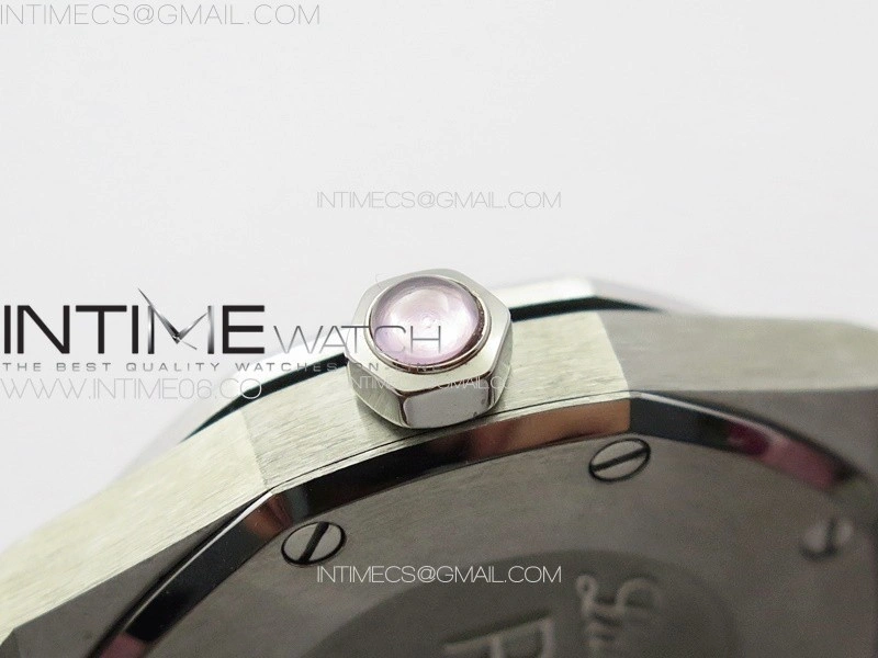 Lady Royal Oak 33mm 67620ST SS APSF 1:1 Best Edition Pink Textured Dial on Pink Leather Strap RONDA Quartz