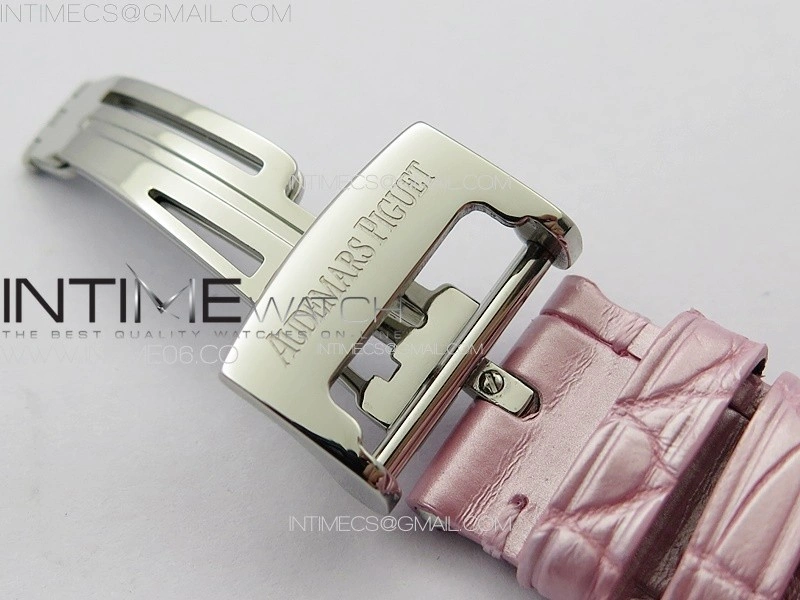 Lady Royal Oak 33mm 67620ST SS APSF 1:1 Best Edition Pink Textured Dial on Pink Leather Strap RONDA Quartz