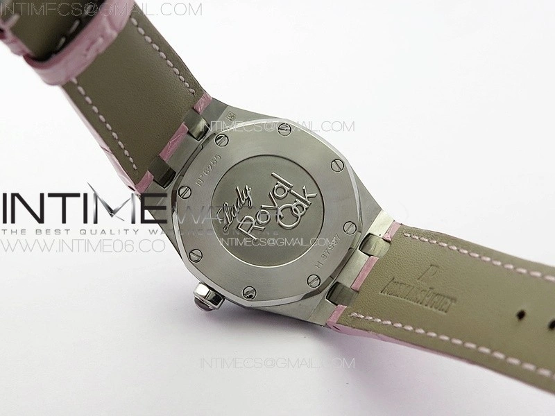 Lady Royal Oak 33mm 67620ST SS APSF 1:1 Best Edition Pink Textured Dial on Pink Leather Strap RONDA Quartz