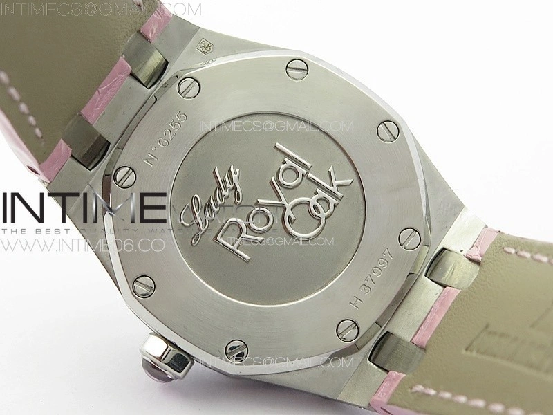 Lady Royal Oak 33mm 67620ST SS APSF 1:1 Best Edition Pink Textured Dial on Pink Leather Strap RONDA Quartz