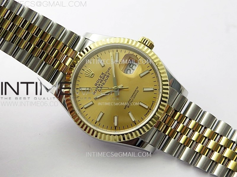 DateJust 36MM 126233 SS YG APSF 1:1 Best Edition Gold Dial Stick Markers on SS YG Jubilee Bracelet SA3235
