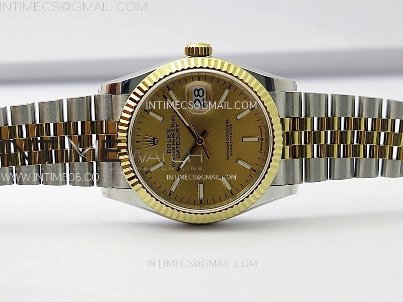 DateJust 36MM 126233 SS YG APSF 1:1 Best Edition Gold Dial Stick Markers on SS YG Jubilee Bracelet SA3235