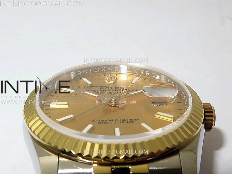 DateJust 36MM 126233 SS YG APSF 1:1 Best Edition Gold Dial Stick Markers on SS YG Jubilee Bracelet SA3235