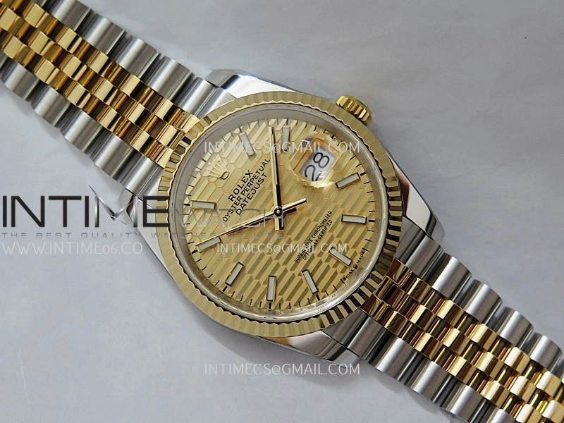 DateJust 126233 36mm 904L SS YG AR+F 1:1 Best Edition Gold Fluted Dial Stick Marker On Jubilee Bracelet DD3235