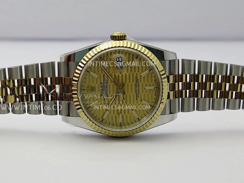 DateJust 126233 36mm 904L SS YG AR+F 1:1 Best Edition Gold Fluted Dial Stick Marker On Jubilee Bracelet DD3235
