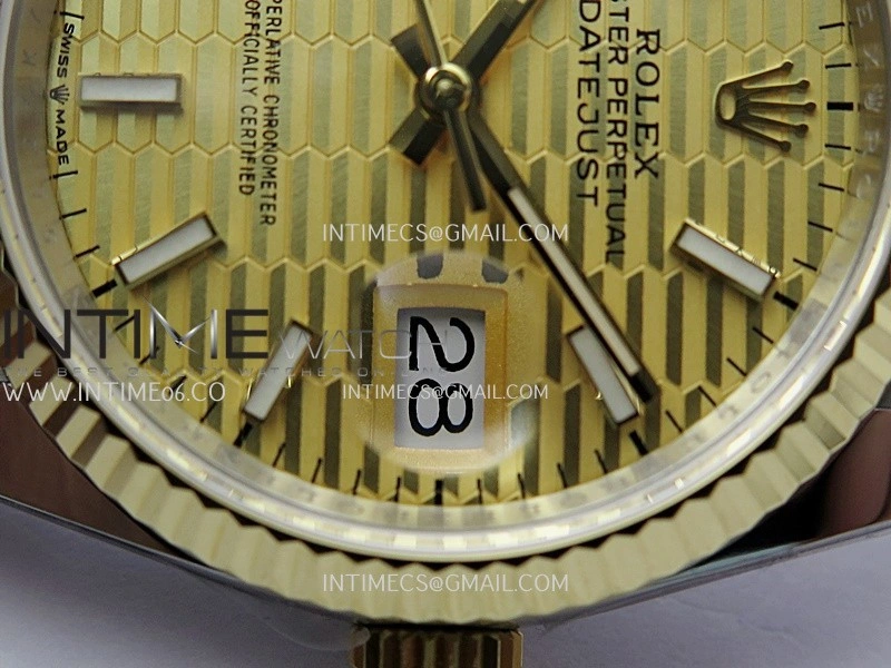 DateJust 126233 36mm 904L SS YG AR+F 1:1 Best Edition Gold Fluted Dial Stick Marker On Jubilee Bracelet DD3235