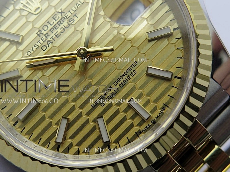 DateJust 126233 36mm 904L SS YG AR+F 1:1 Best Edition Gold Fluted Dial Stick Marker On Jubilee Bracelet DD3235