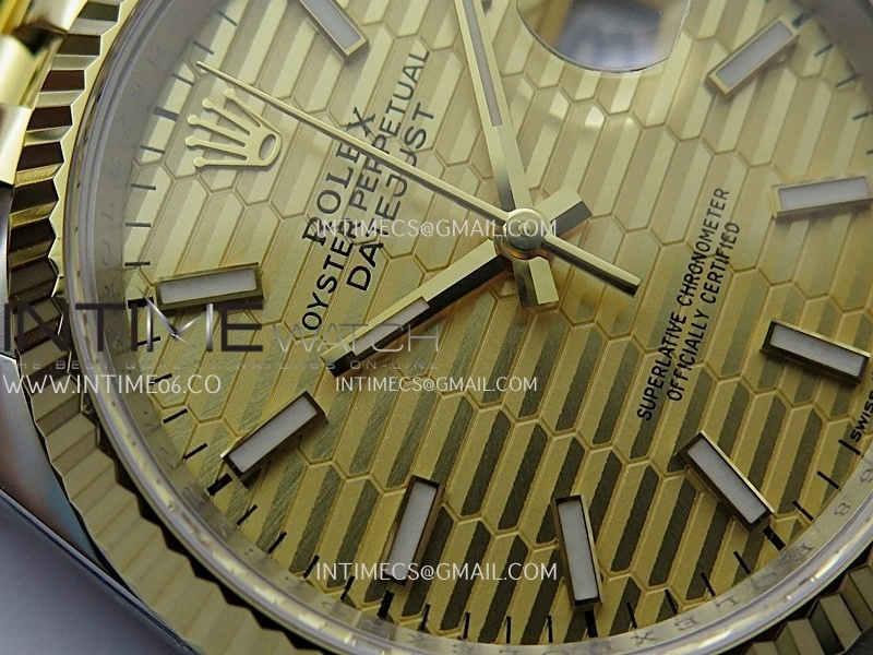 DateJust 126233 36mm 904L SS YG AR+F 1:1 Best Edition Gold Fluted Dial Stick Marker On Jubilee Bracelet DD3235