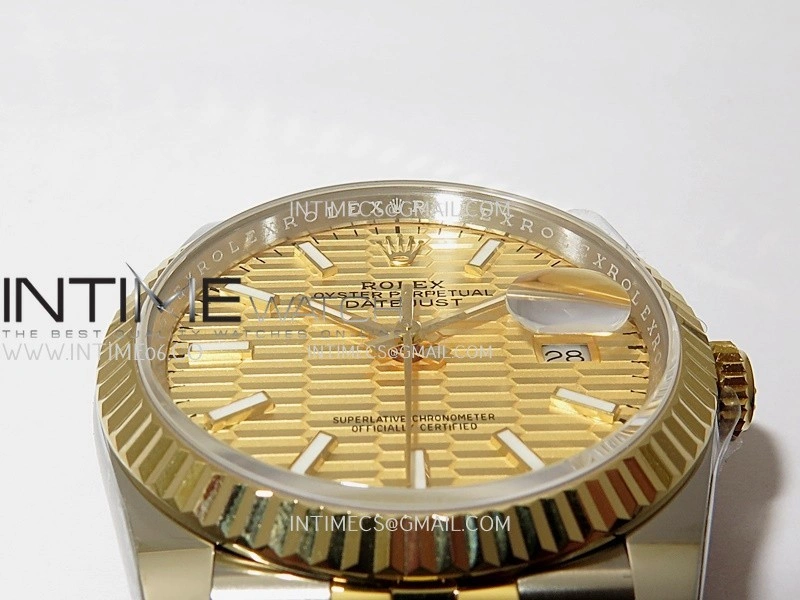 DateJust 126233 36mm 904L SS YG AR+F 1:1 Best Edition Gold Fluted Dial Stick Marker On Jubilee Bracelet DD3235
