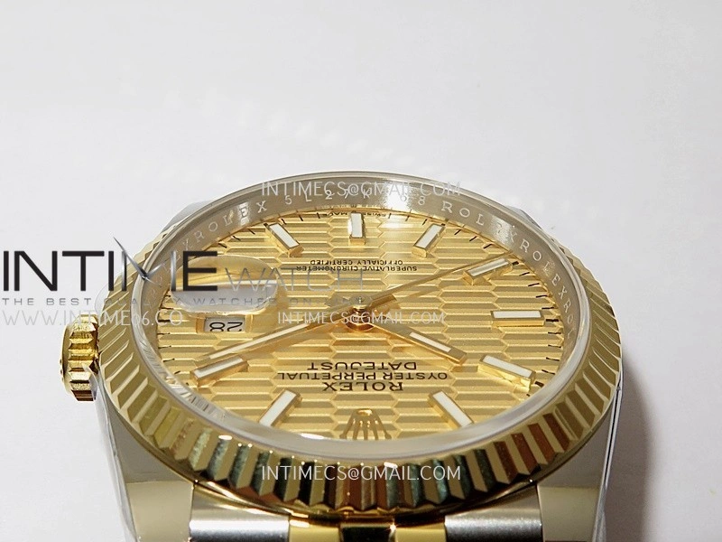 DateJust 126233 36mm 904L SS YG AR+F 1:1 Best Edition Gold Fluted Dial Stick Marker On Jubilee Bracelet DD3235