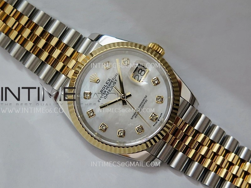 DateJust 126233 36mm 904L SS YG AR+F 1:1 Best Edition White MOP Dial Diamond Marker On Jubilee Bracelet DD3235