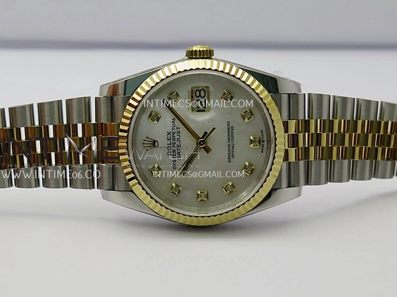 DateJust 126233 36mm 904L SS YG AR+F 1:1 Best Edition White MOP Dial Diamond Marker On Jubilee Bracelet DD3235