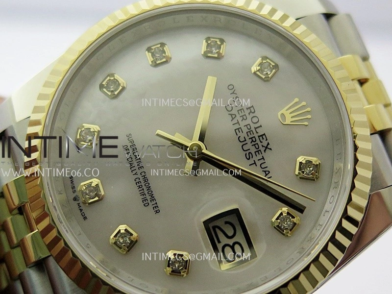 DateJust 126233 36mm 904L SS YG AR+F 1:1 Best Edition White MOP Dial Diamond Marker On Jubilee Bracelet DD3235