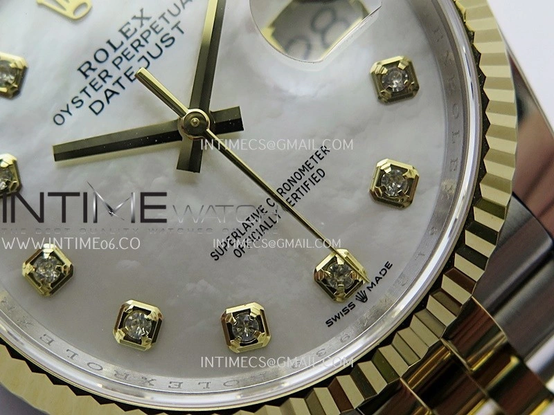 DateJust 126233 36mm 904L SS YG AR+F 1:1 Best Edition White MOP Dial Diamond Marker On Jubilee Bracelet DD3235