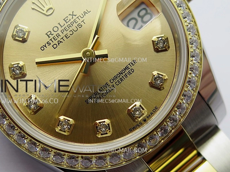 DateJust 31mm 904L SS YG AR+F Best Edition Gold Dial Diamond Marker On 904L SS YG Oyster Bracelet A2236