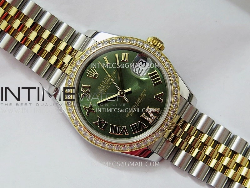 DateJust 31mm 904L SS YG AR+F Best Edition Green Dial Roman Marker On 904L SS YG Jubilee Bracelet A2236