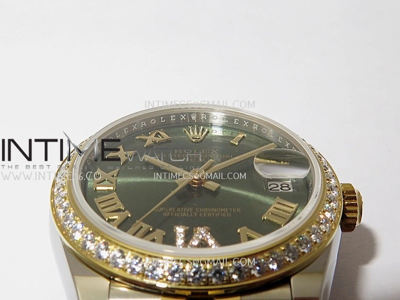 DateJust 31mm 904L SS YG AR+F Best Edition Green Dial Roman Marker On 904L SS YG Jubilee Bracelet A2236