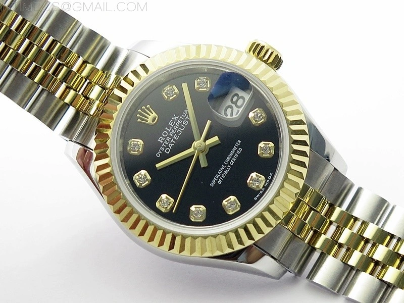 Datejust 28mm 279173 SS YG BP Best Edition Black Crystals Markers Dial on SS YG Jubilee Bracelet ETA2671