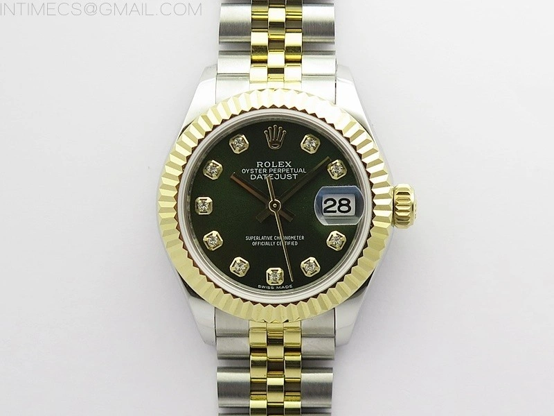 Datejust 28mm 279173 SS YG BP Best Edition Green Crystals Markers Dial on SS YG Jubilee Bracelet ETA2671