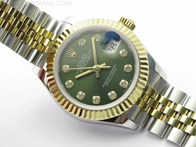 Datejust 28mm 279173 SS YG BP Best Edition Green Crystals Markers Dial on SS YG Jubilee Bracelet ETA2671