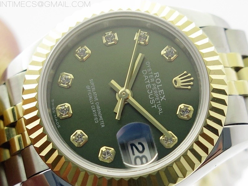 Datejust 28mm 279173 SS YG BP Best Edition Green Crystals Markers Dial on SS YG Jubilee Bracelet ETA2671