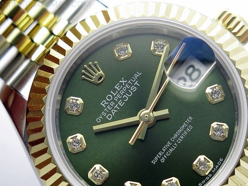 Datejust 28mm 279173 SS YG BP Best Edition Green Crystals Markers Dial on SS YG Jubilee Bracelet ETA2671