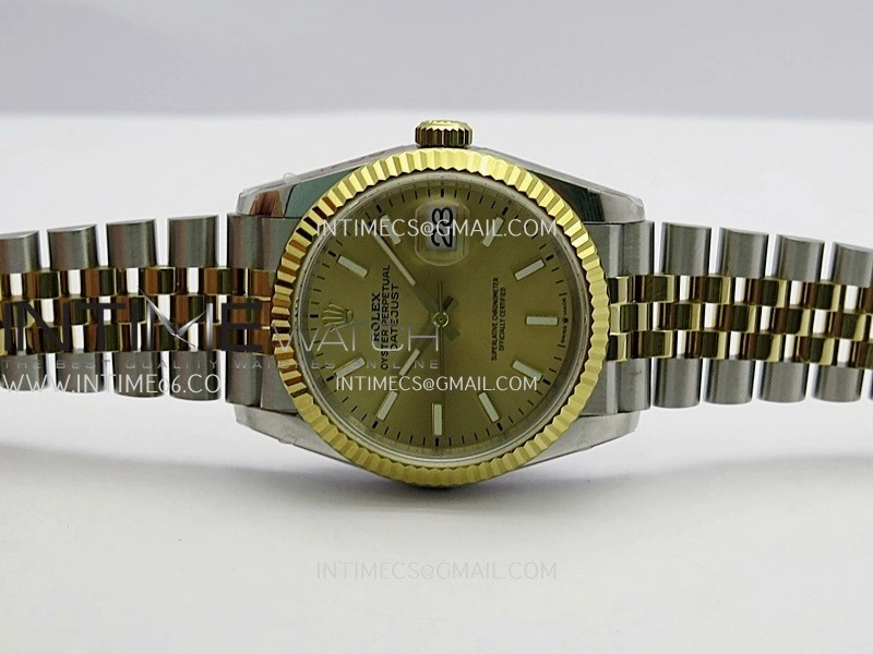 DateJust 36mm 126233 SS YG V2 QF 1:1 Best Edition Gold Dial Stick Marker On SS YG Jubilee Bracelet SH3235