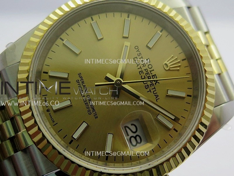 DateJust 36mm 126233 SS YG V2 QF 1:1 Best Edition Gold Dial Stick Marker On SS YG Jubilee Bracelet SH3235
