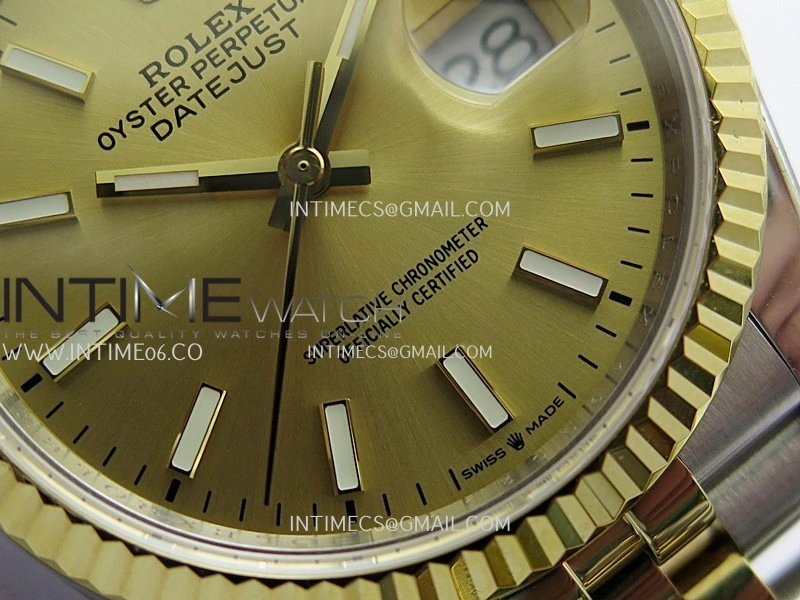 DateJust 36mm 126233 SS YG V2 QF 1:1 Best Edition Gold Dial Stick Marker On SS YG Jubilee Bracelet SH3235
