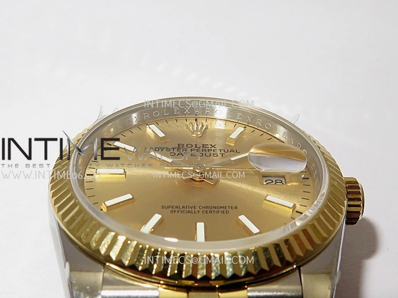 DateJust 36mm 126233 SS YG V2 QF 1:1 Best Edition Gold Dial Stick Marker On SS YG Jubilee Bracelet SH3235