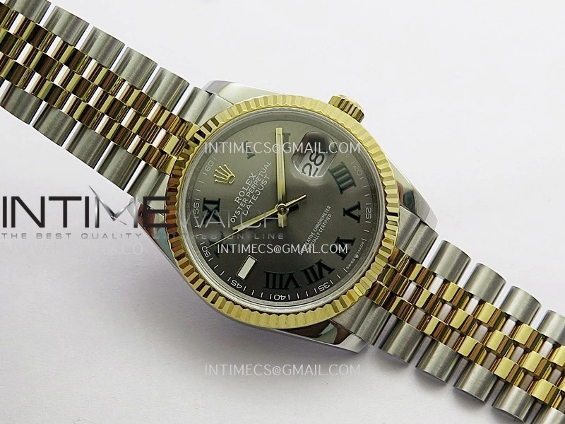 DateJust 36mm 126233 SS YG V2 QF 1:1 Best Edition Gray Dial Roman Marker On SS YG Jubilee Bracelet SH3235