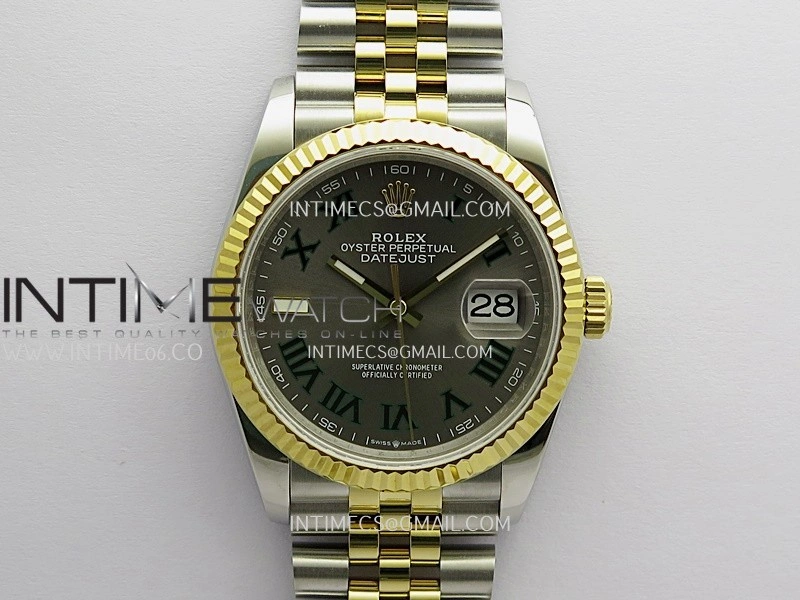 DateJust 36mm 126233 SS YG V2 QF 1:1 Best Edition Gray Dial Roman Marker On SS YG Jubilee Bracelet SH3235