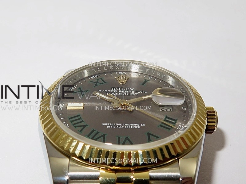 DateJust 36mm 126233 SS YG V2 QF 1:1 Best Edition Gray Dial Roman Marker On SS YG Jubilee Bracelet SH3235