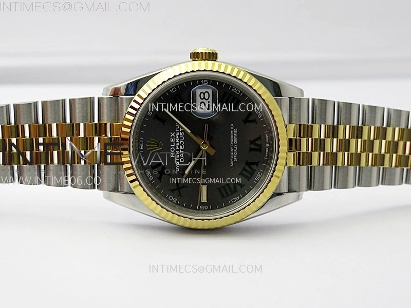 DateJust 36 SS 126233 904L SS YG VSF 1:1 Best Edition Gray Dial Green Roman Markers on Jubilee Bracelet VS3235