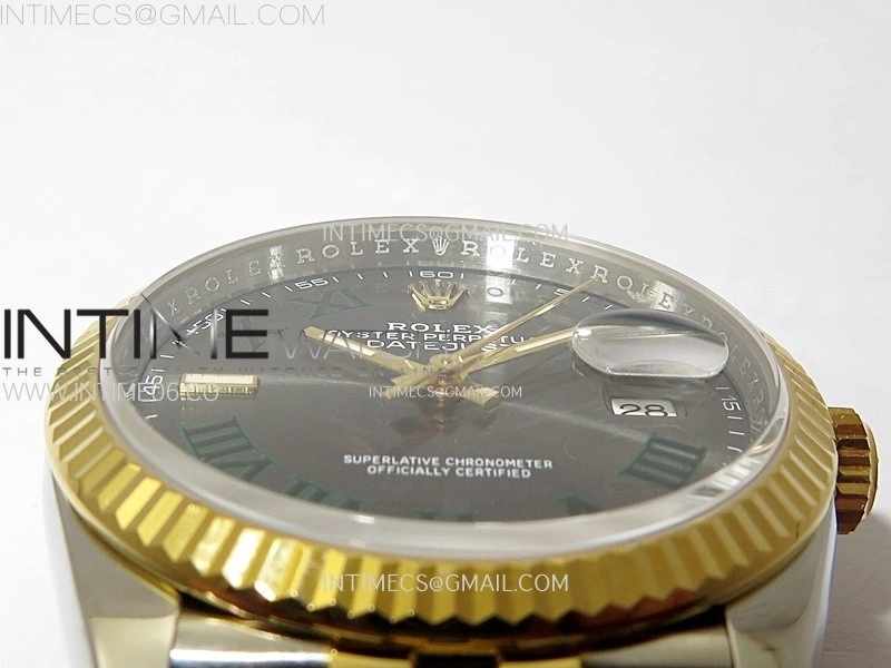DateJust 36 SS 126233 904L SS YG VSF 1:1 Best Edition Gray Dial Green Roman Markers on Jubilee Bracelet VS3235