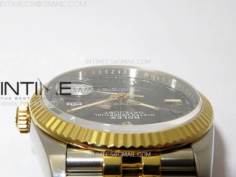 DateJust 36 SS 126233 904L SS YG VSF 1:1 Best Edition Gray Dial Green Roman Markers on Jubilee Bracelet VS3235