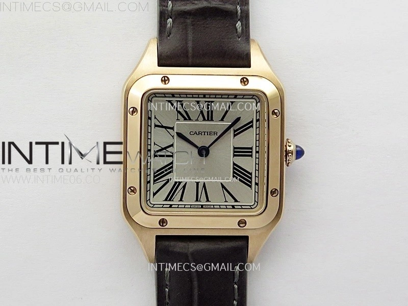 Santos Dumont 38mm RG F1F Best Edition Silver Dial on Black Leather Strap Quartz