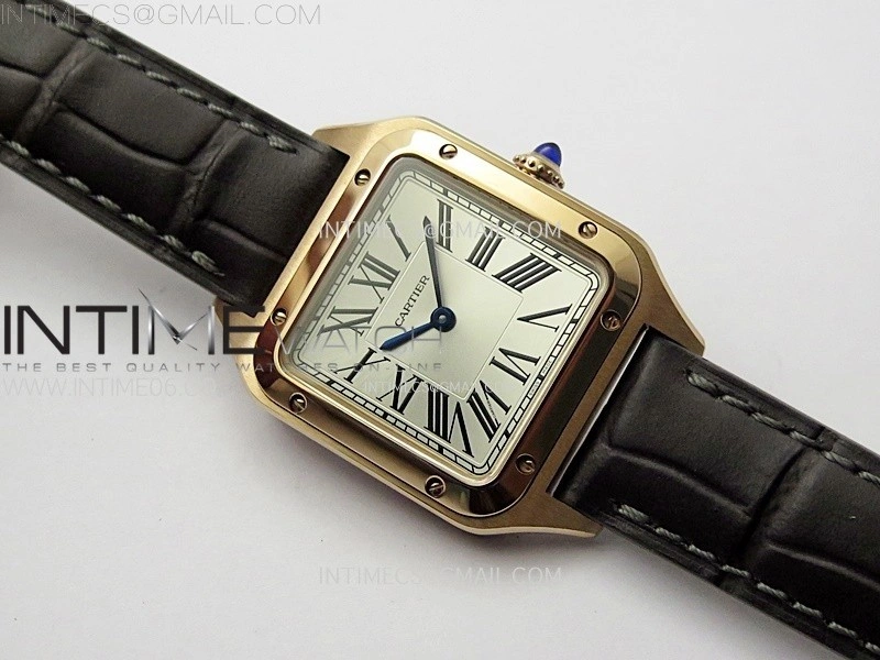 Santos Dumont 38mm RG F1F Best Edition Silver Dial on Black Leather Strap Quartz