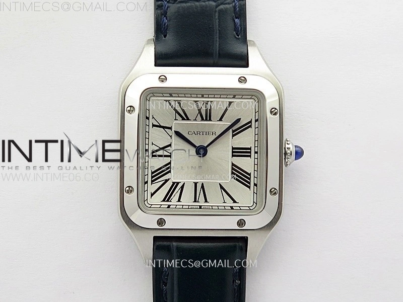 Santos Dumont 38mm SS F1F Best Edition Silver Dial on Blue Leather Strap Quartz