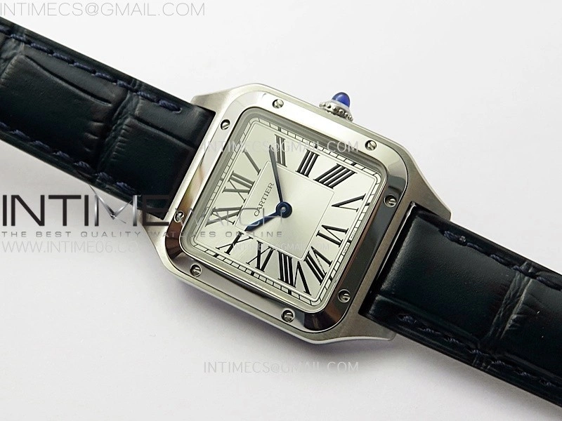 Santos Dumont 38mm SS F1F Best Edition Silver Dial on Blue Leather Strap Quartz