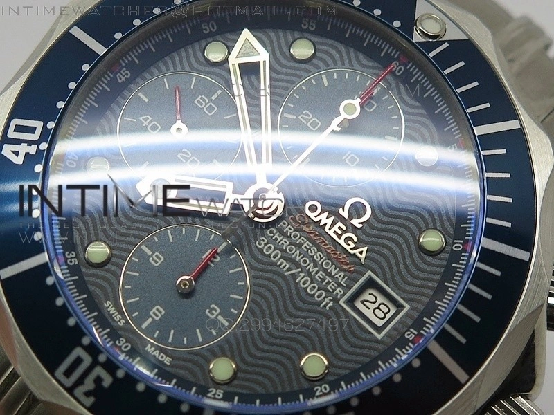 Seamaster 300m Chrono SS B50 Blue Dial on SS Bracelet A7750